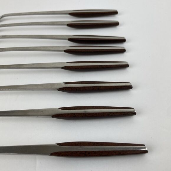 VTG ELDAN Stainless Flatware Spoons Forks Silverware Black Japan MCM 18 Piece - Picture 6 of 16